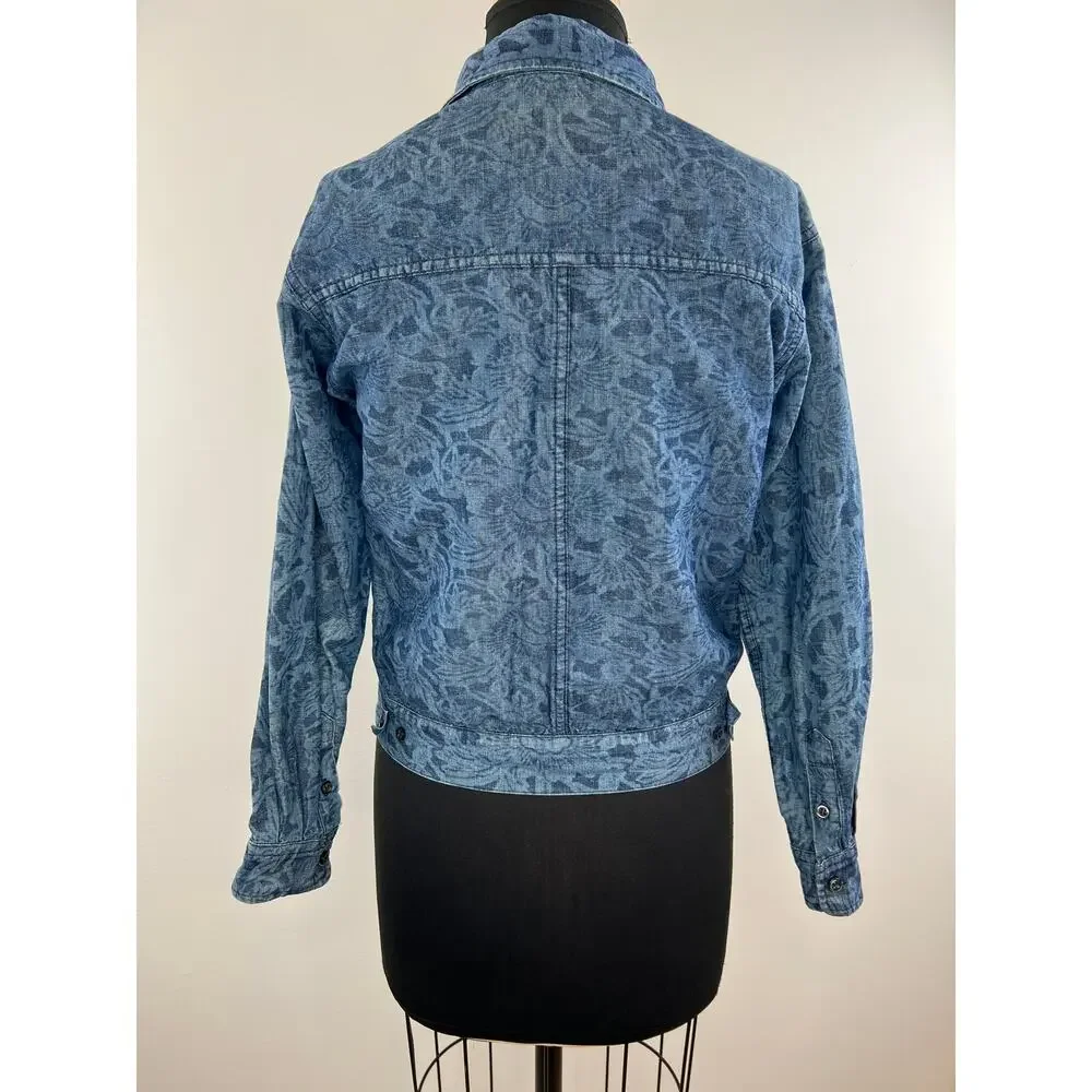 Isabel Marant Etoile Blue Cotton Linen Blend Brocade Denim Jacket Size 36